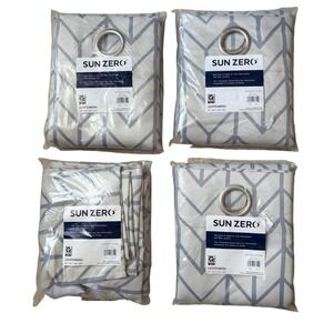 SUN ZERO Lichtenberg Geometric Pattern Blackout Curtain Panel 40x84 4 Panels NEW